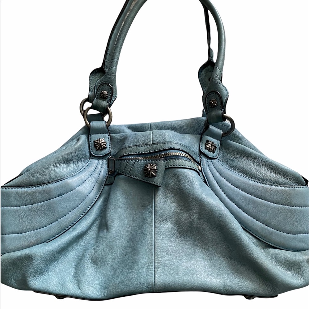 B Makowsky light blue leather shoulder bag!!!